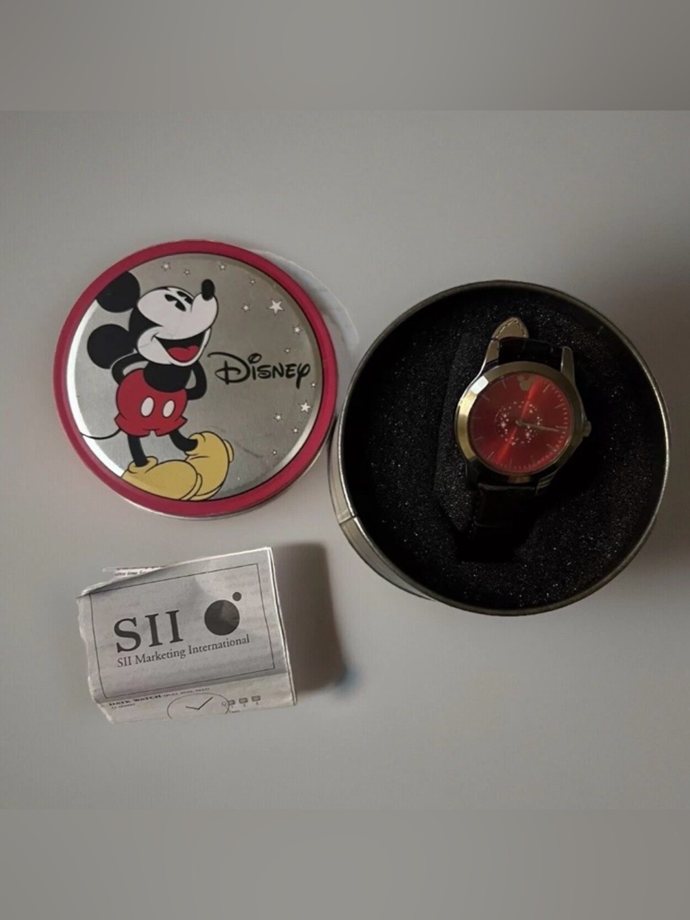 Mickey Mouse 75 Years Disney Special Ed. Watch 2004 w/ Tin RED Needs Batt